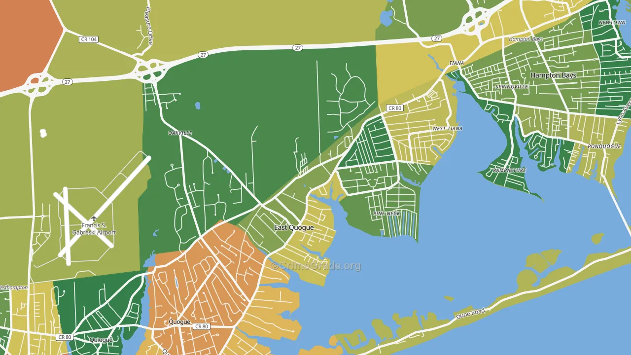East Quogue, NY Map of Assault Rates