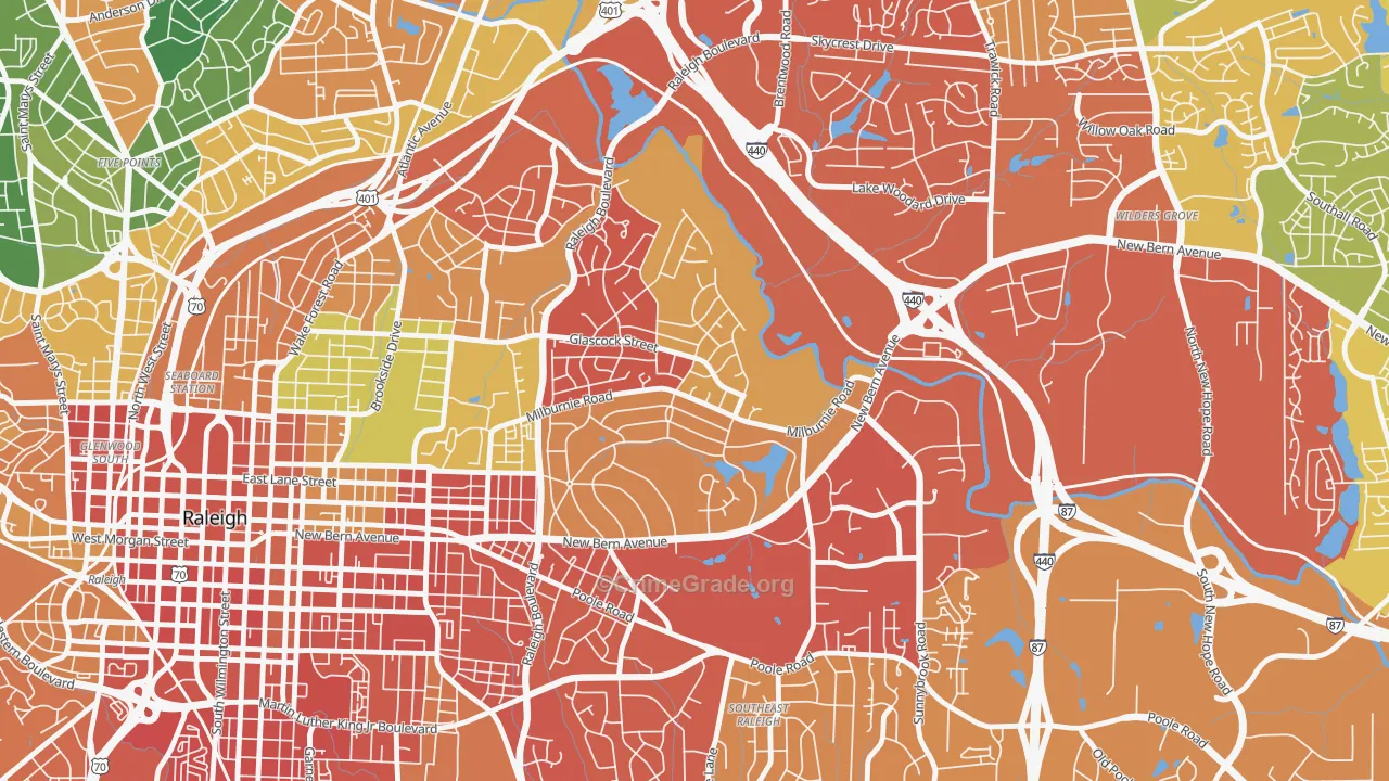 East Raleigh, Raleigh, NC Map of Assault Rates
