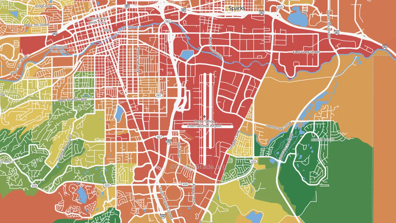 East Reno, Reno, NV Map of Assault Rates