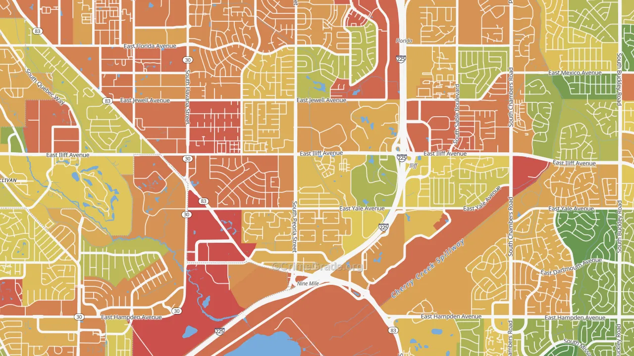 East Ridge-Ptarmigan Park, Aurora, CO Map of Assault Rates