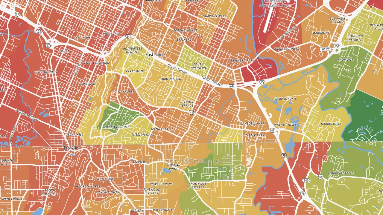 East Ridge, TN Map of Assault Rates
