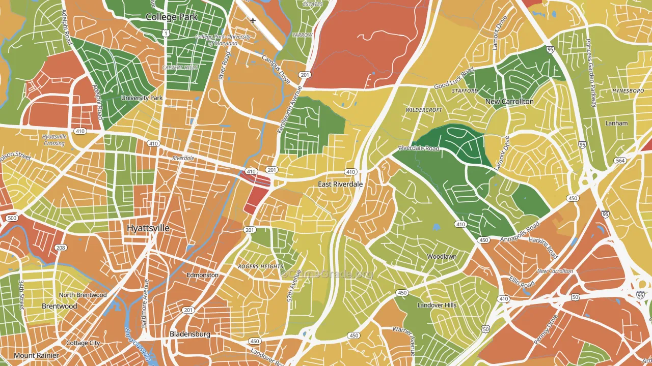 East Riverdale, MD Map of Assault Rates