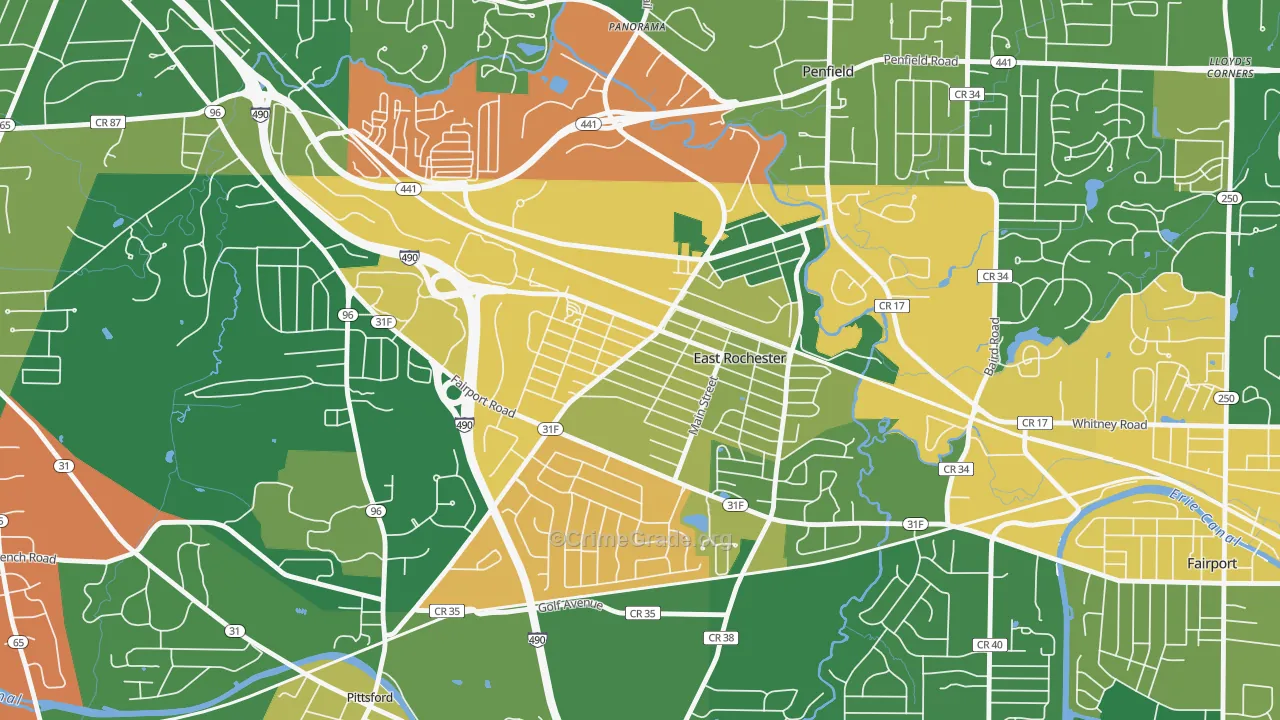East Rochester, NY Map of Assault Rates