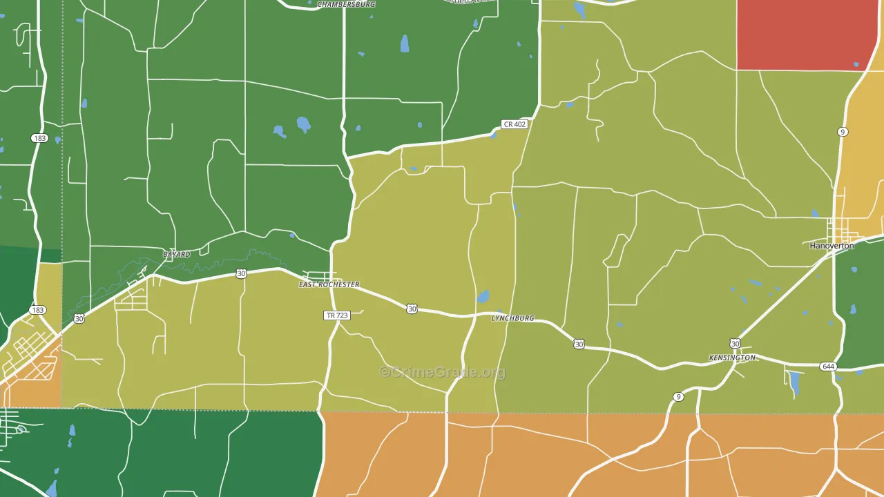 East Rochester, OH Map of Assault Rates