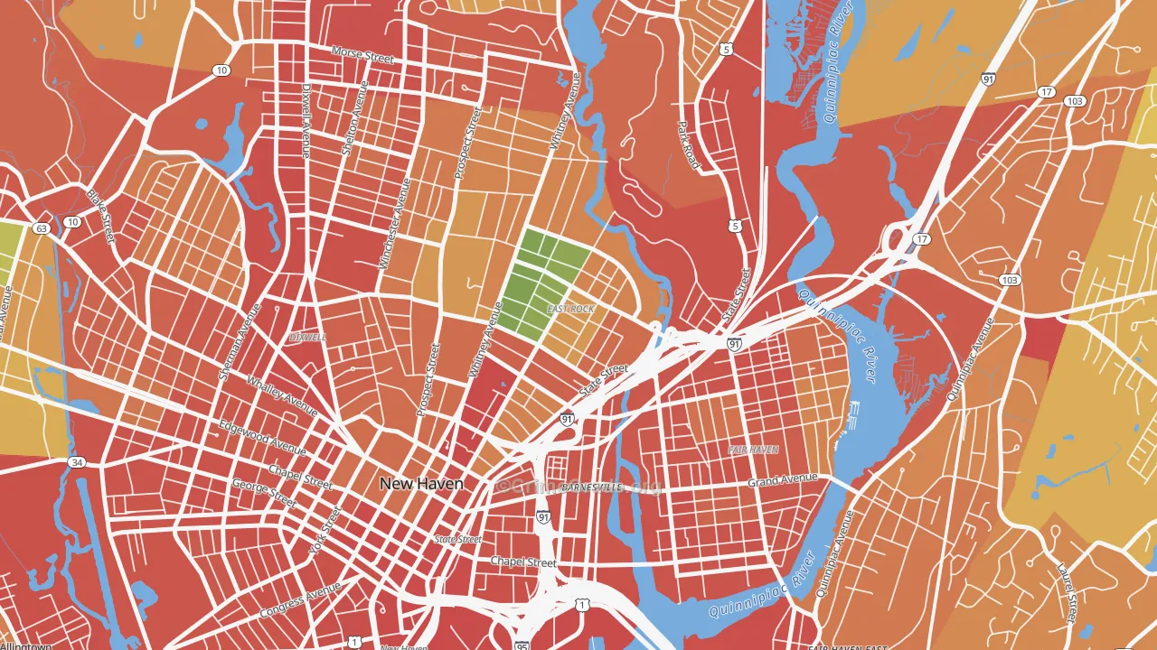 East Rock, New Haven, CT Map of Assault Rates