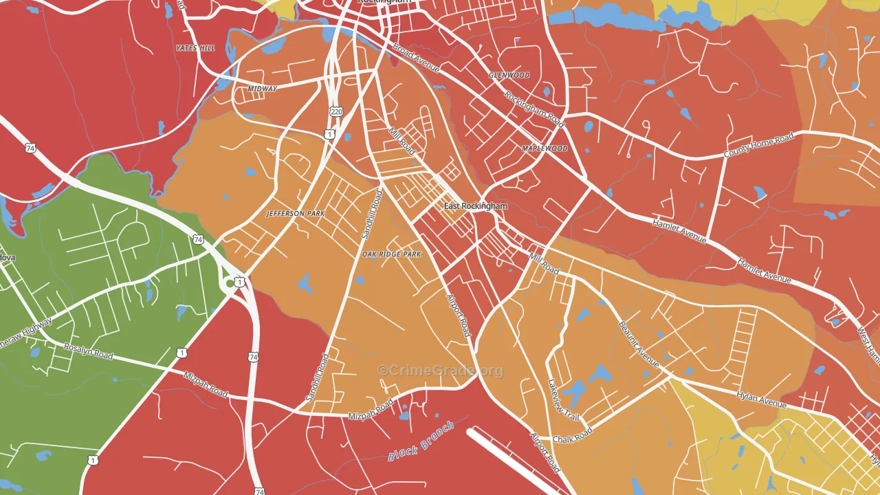 East Rockingham, NC Map of Assault Rates