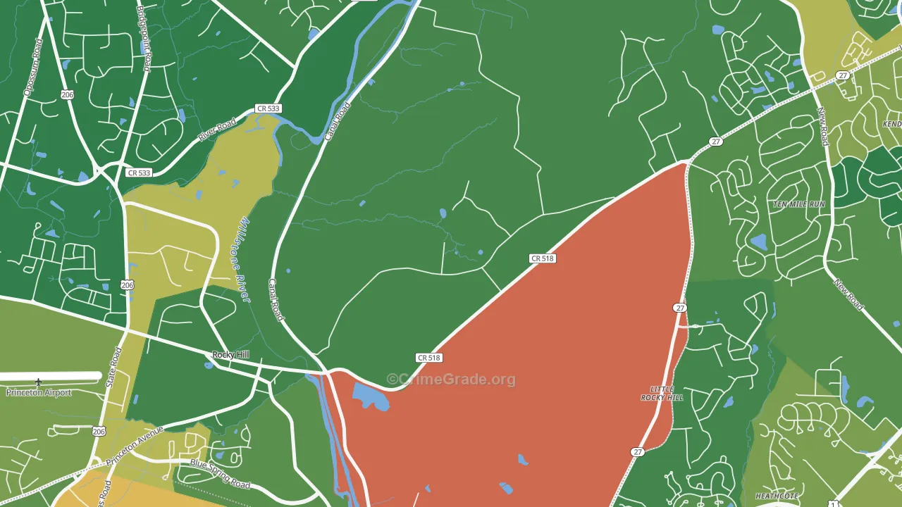 East Rocky Hill, NJ Map of Assault Rates