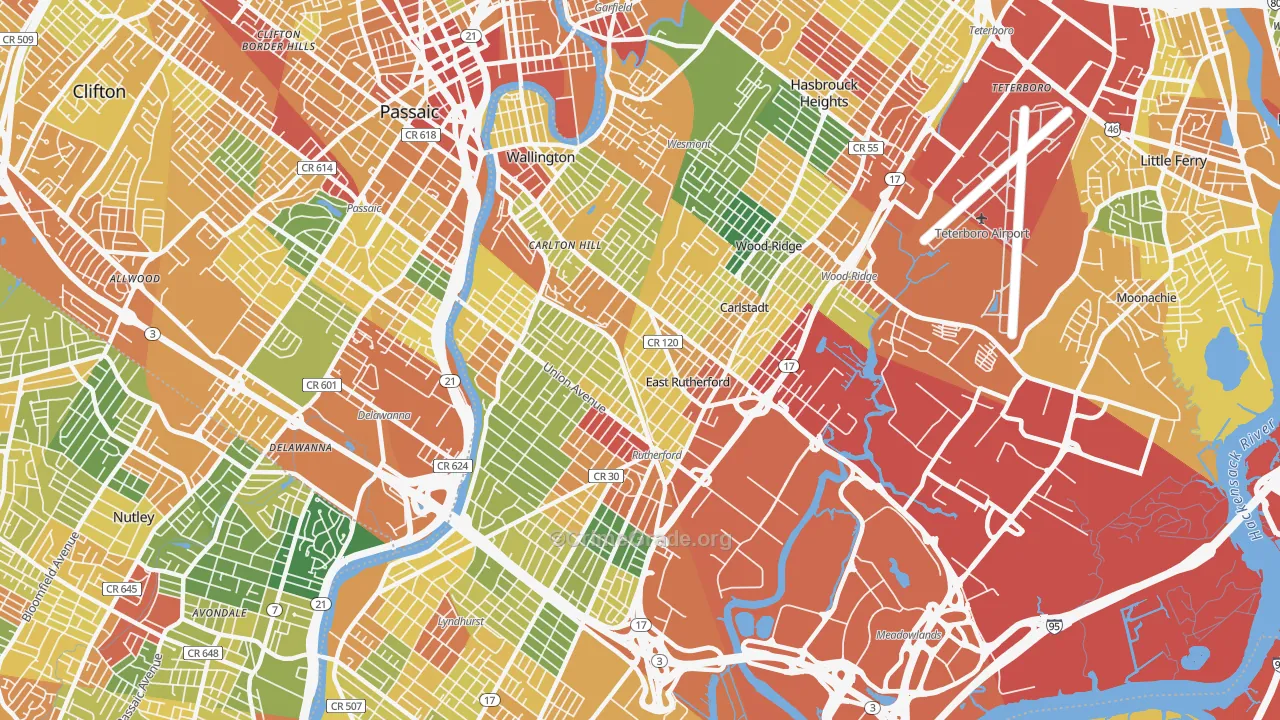 East Rutherford, NJ Map of Assault Rates