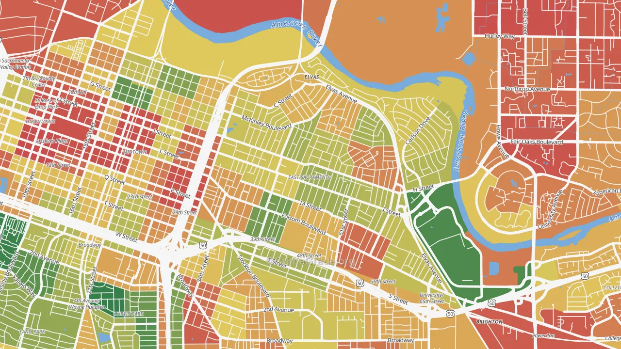 East Sacramento, Sacramento, CA Map of Assault Rates