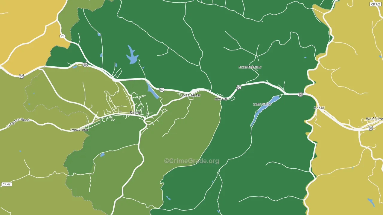 East Salem, WV Map of Assault Rates