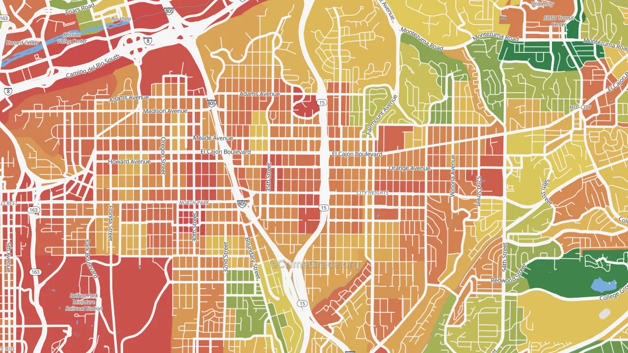 East San Diego, San Diego, CA Map of Assault Rates