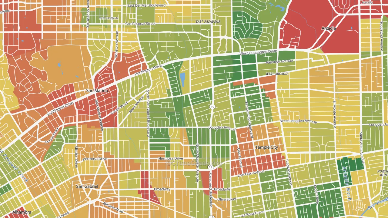 East San Gabriel, San Gabriel, CA Map of Assault Rates
