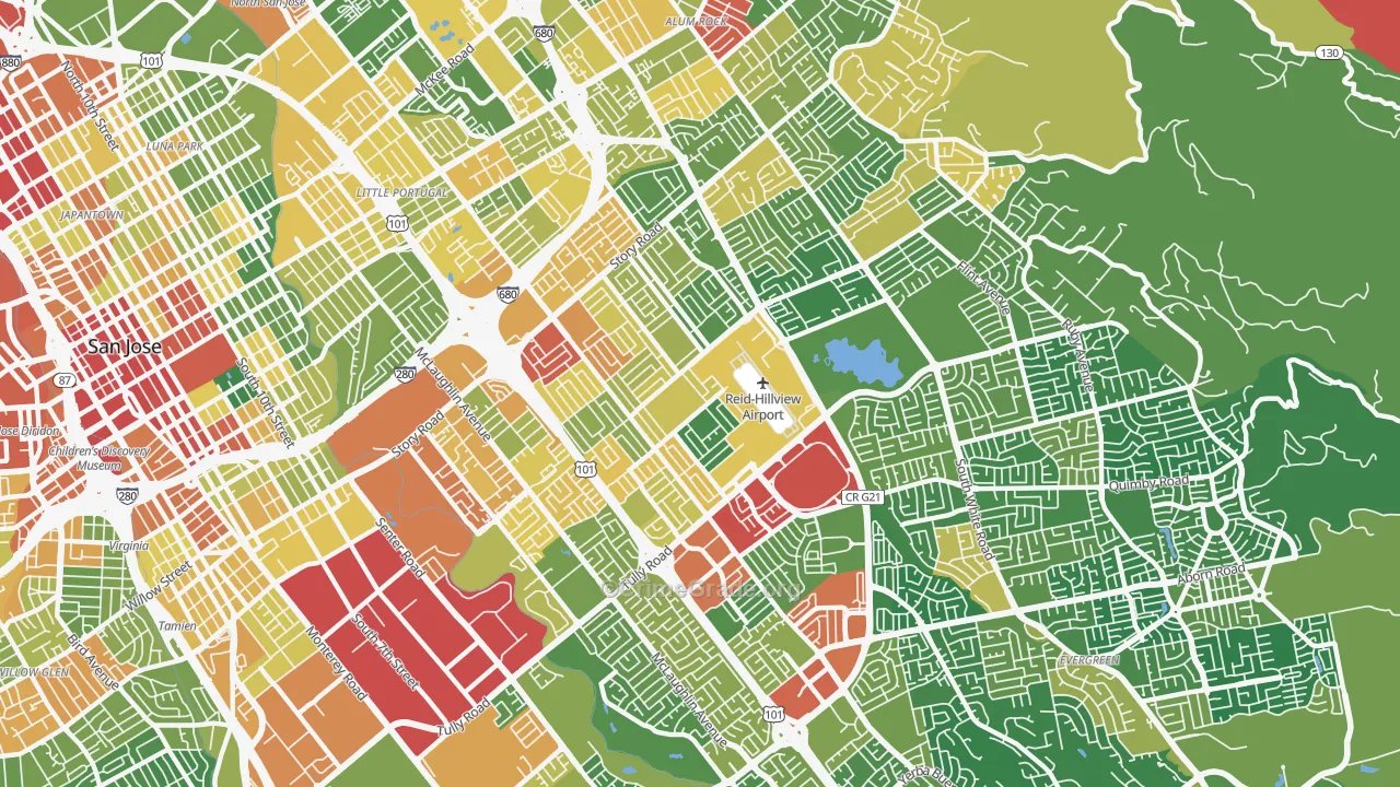 East San Jose, San Jose, CA Map of Assault Rates