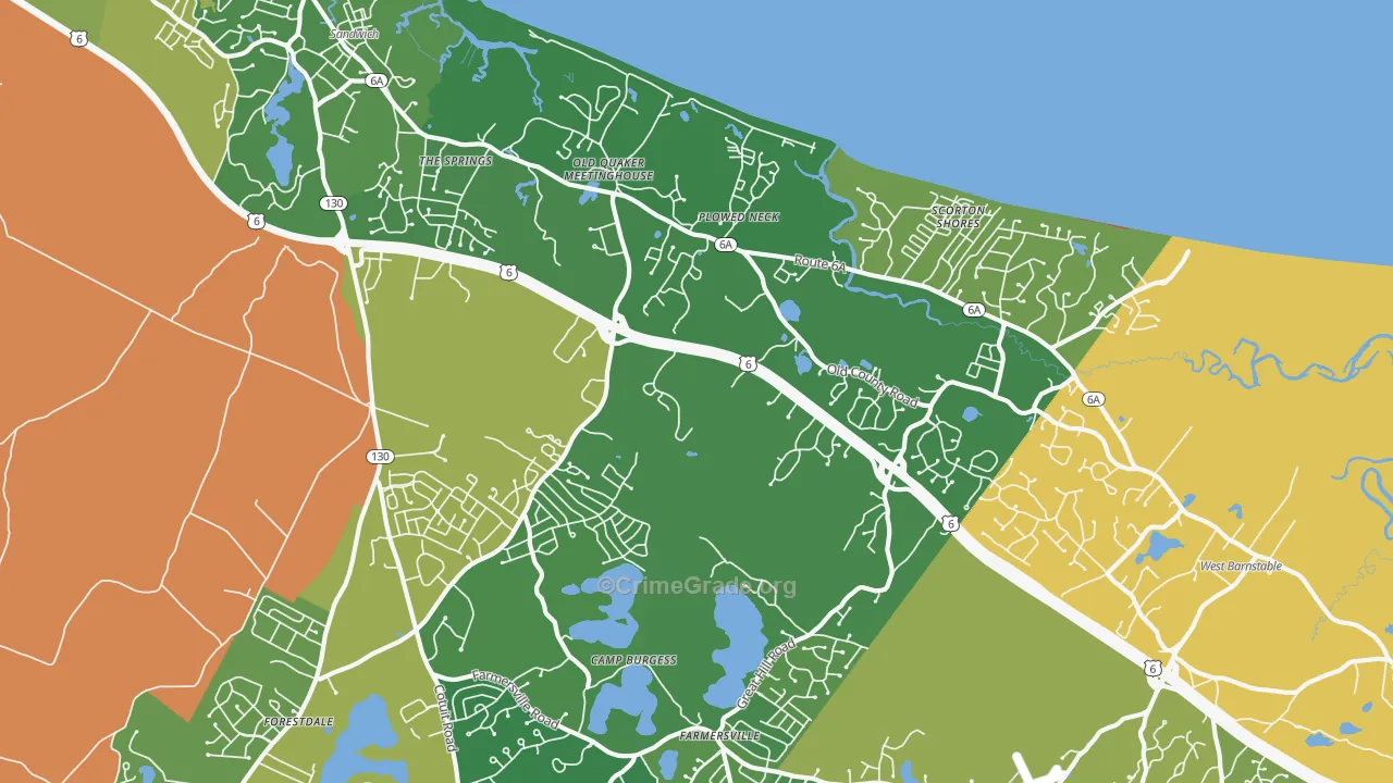 East Sandwich, MA Map of Assault Rates