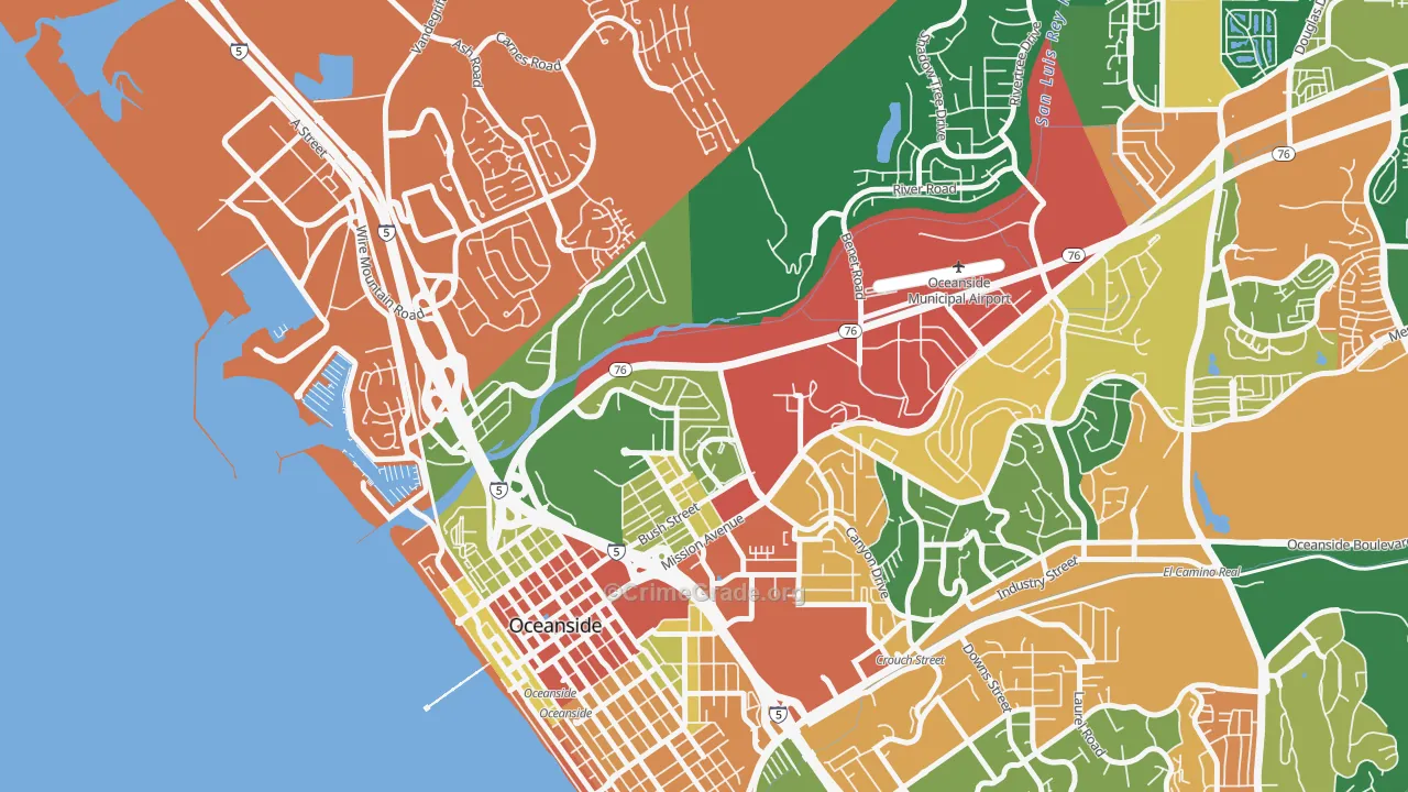 East Side Capistrano, Oceanside, CA Map of Assault Rates