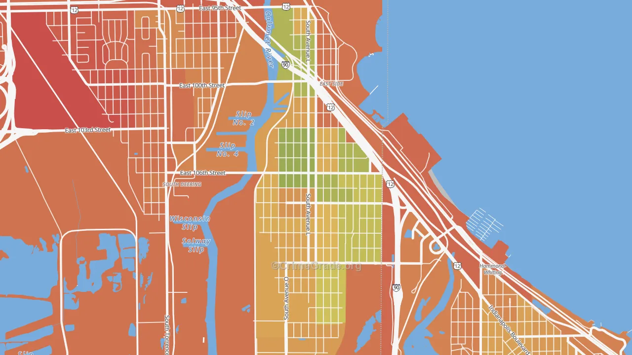 East Side, Chicago, IL Map of Assault Rates