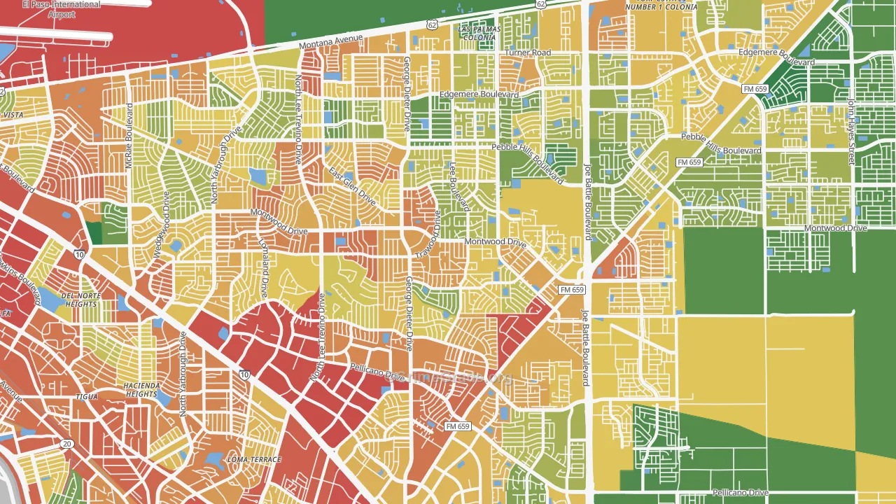 East Side, El Paso, TX Map of Assault Rates