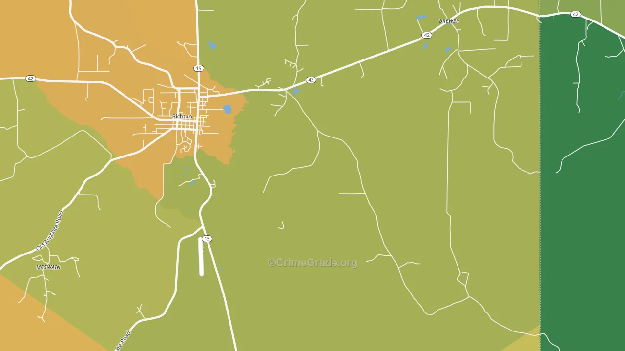 East Side, MS Map of Assault Rates