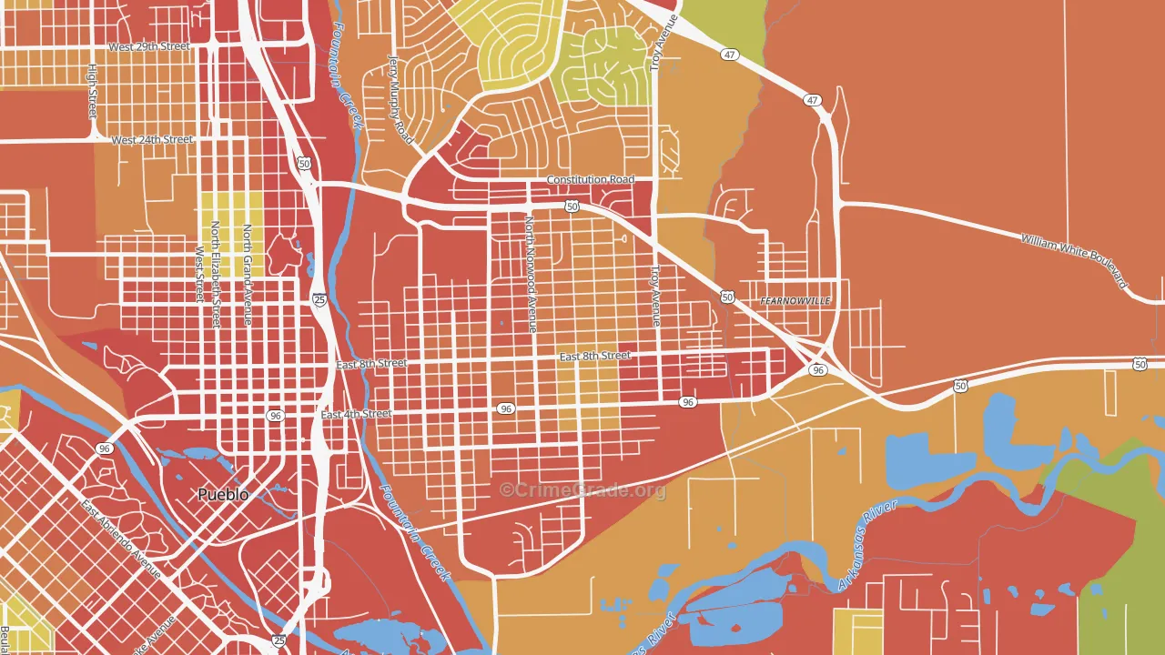 East Side, Pueblo, CO Map of Assault Rates