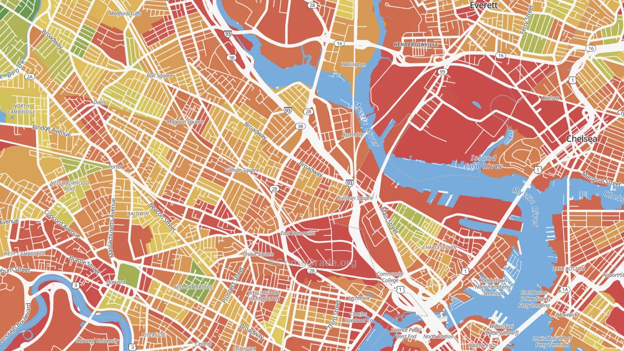 East Somerville, Somerville, MA Map of Assault Rates