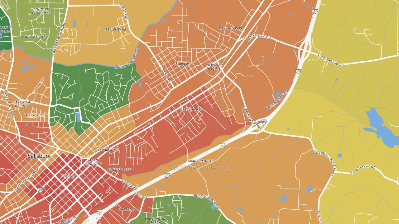 East Spencer, NC Map of Assault Rates