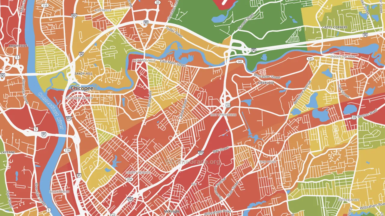 East Springfield, Springfield, MA Map of Assault Rates