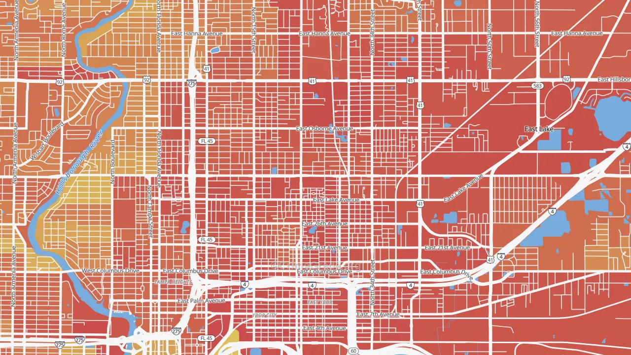 East Tampa, Tampa, FL Map of Assault Rates
