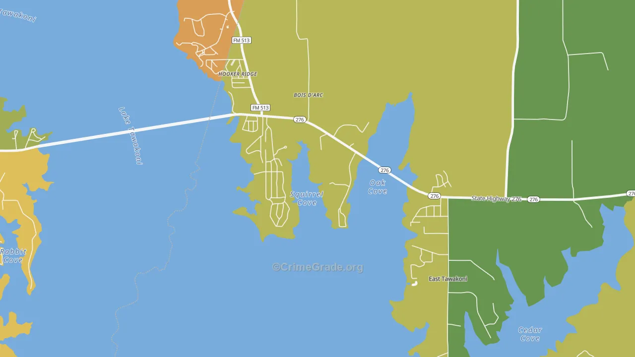 East Tawakoni, TX Map of Assault Rates