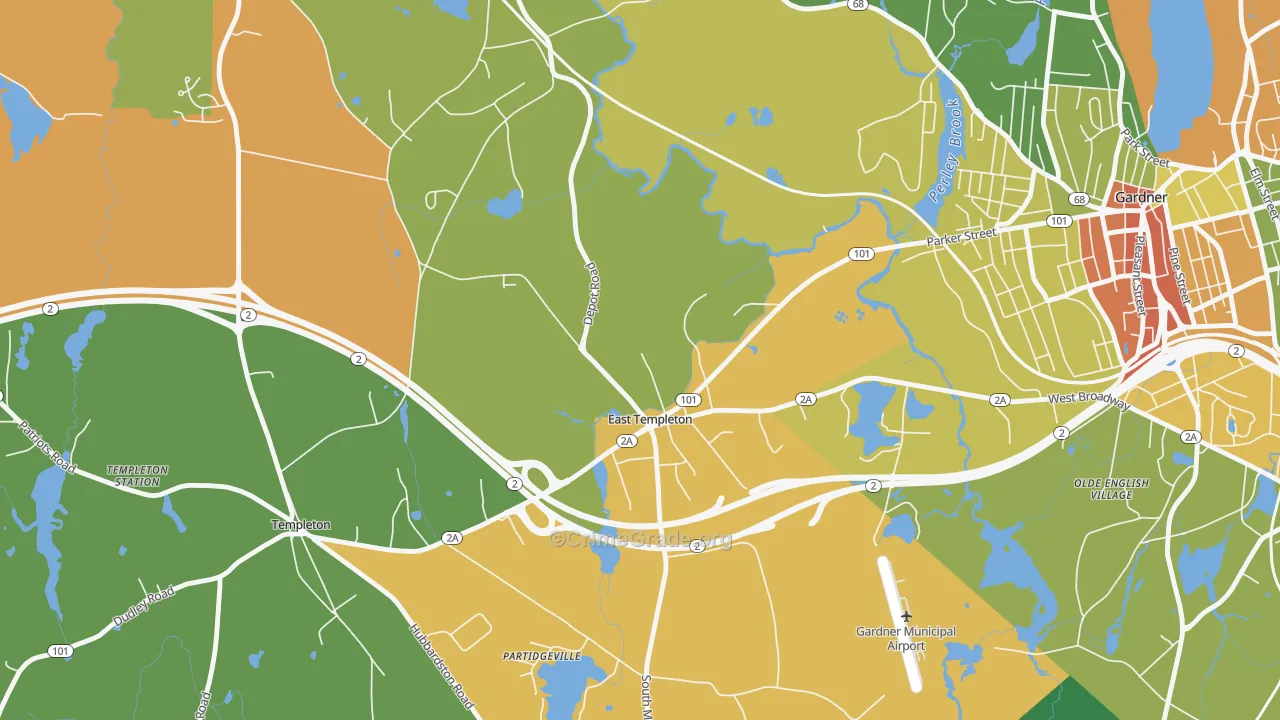 East Templeton, MA Map of Assault Rates