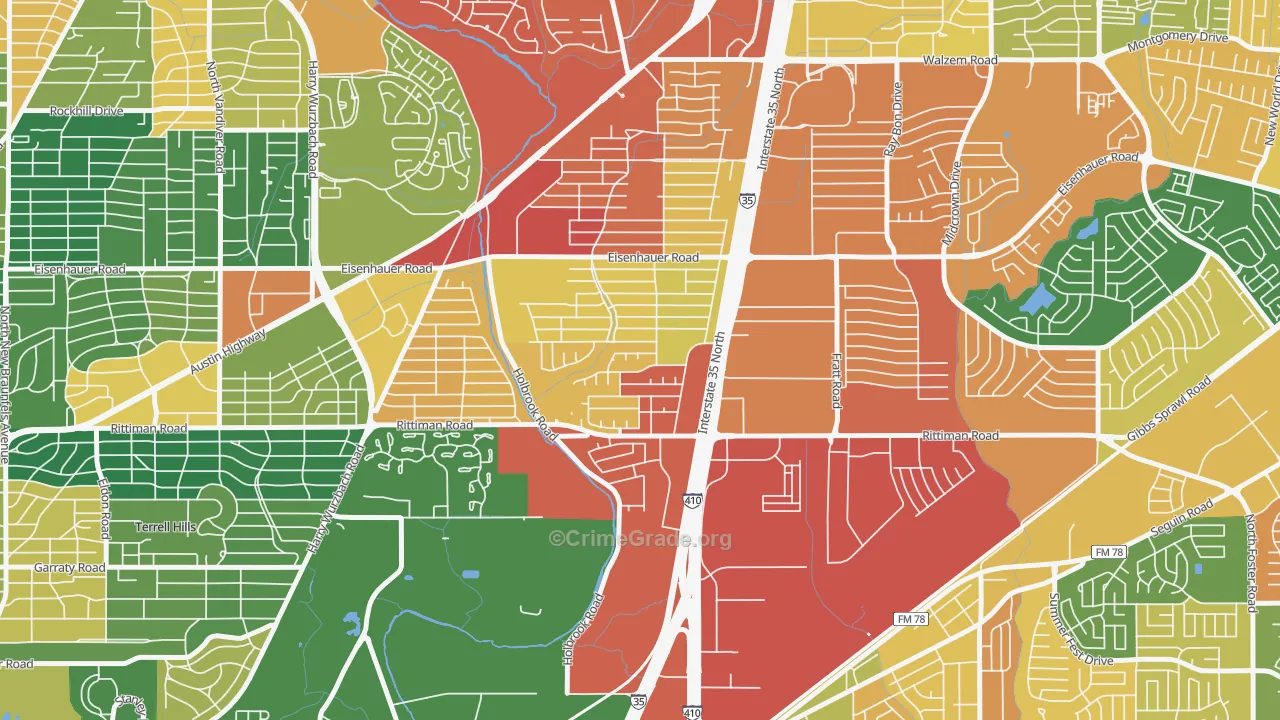 East Terrell Hills, San Antonio, TX Map of Assault Rates