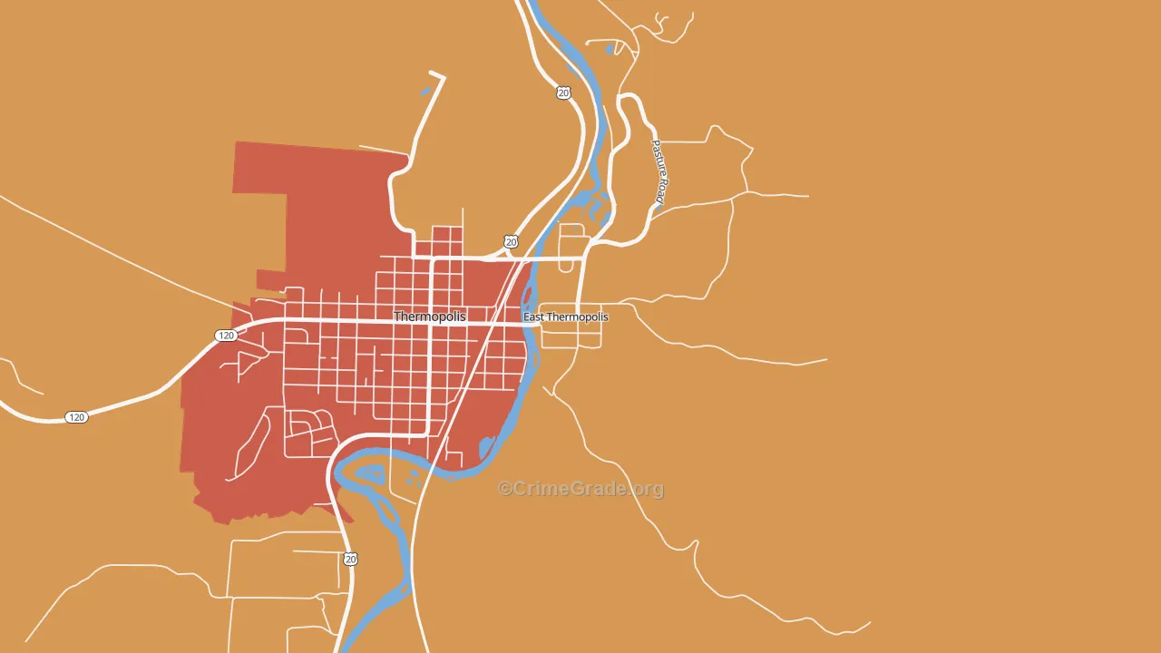 East Thermopolis, WY Map of Assault Rates