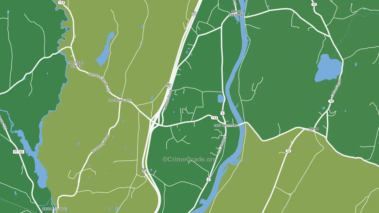 East Thetford, VT Map of Assault Rates