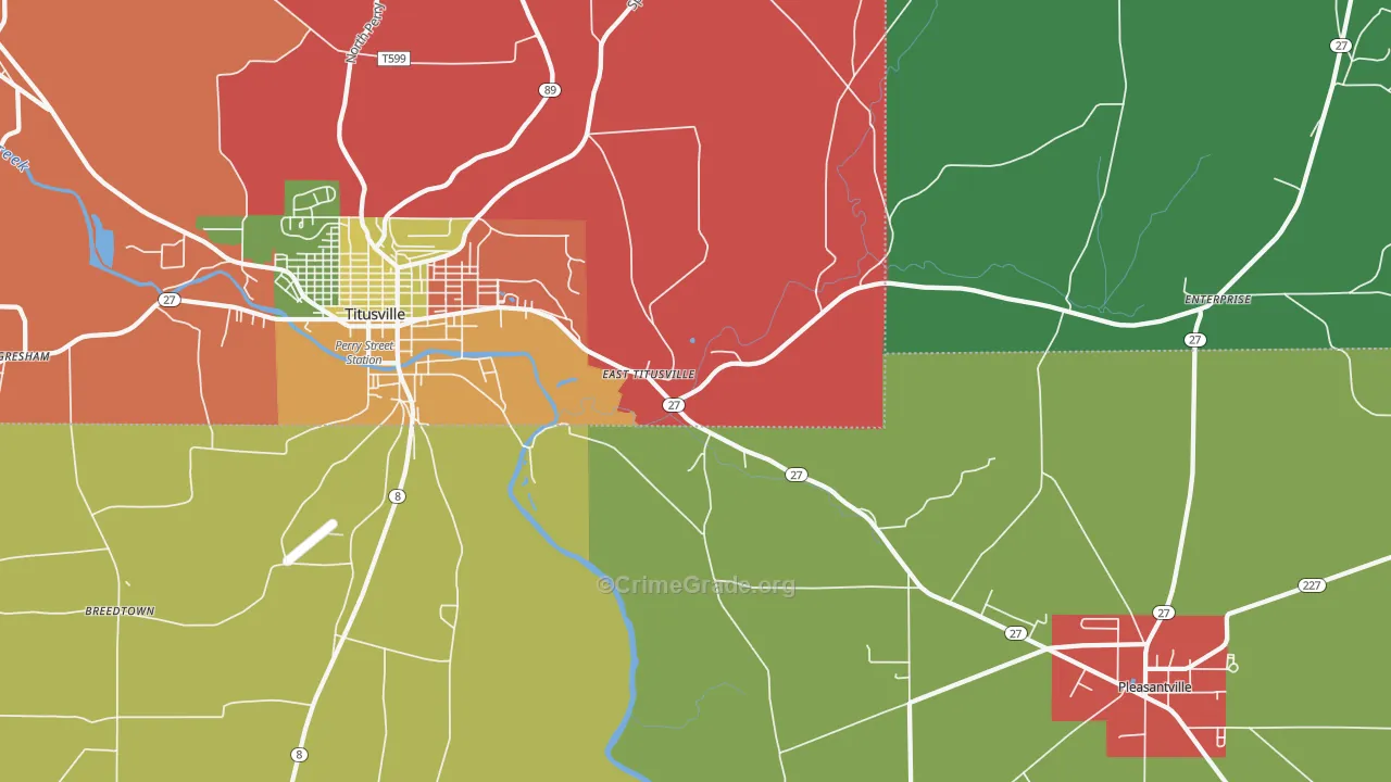 East Titusville, PA Map of Assault Rates