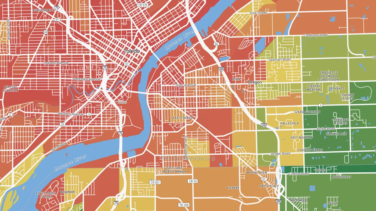 East Toledo, Toledo, OH Map of Assault Rates