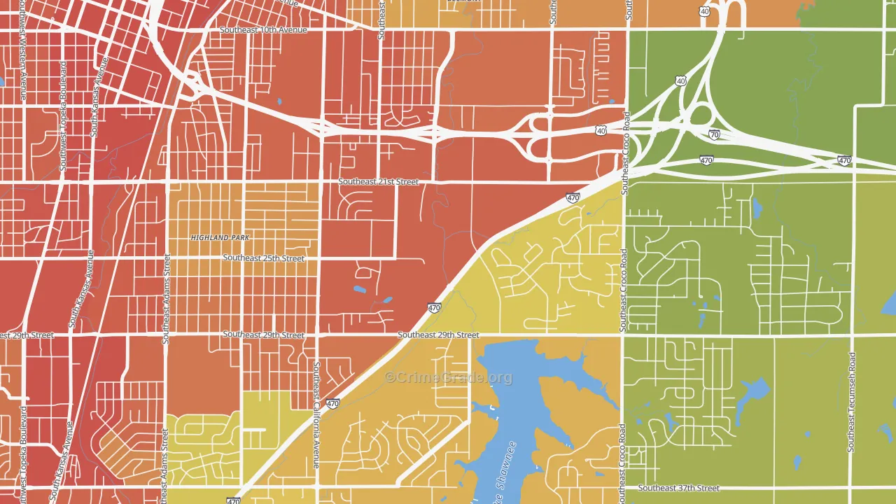 East Topeka, Topeka, KS Map of Assault Rates