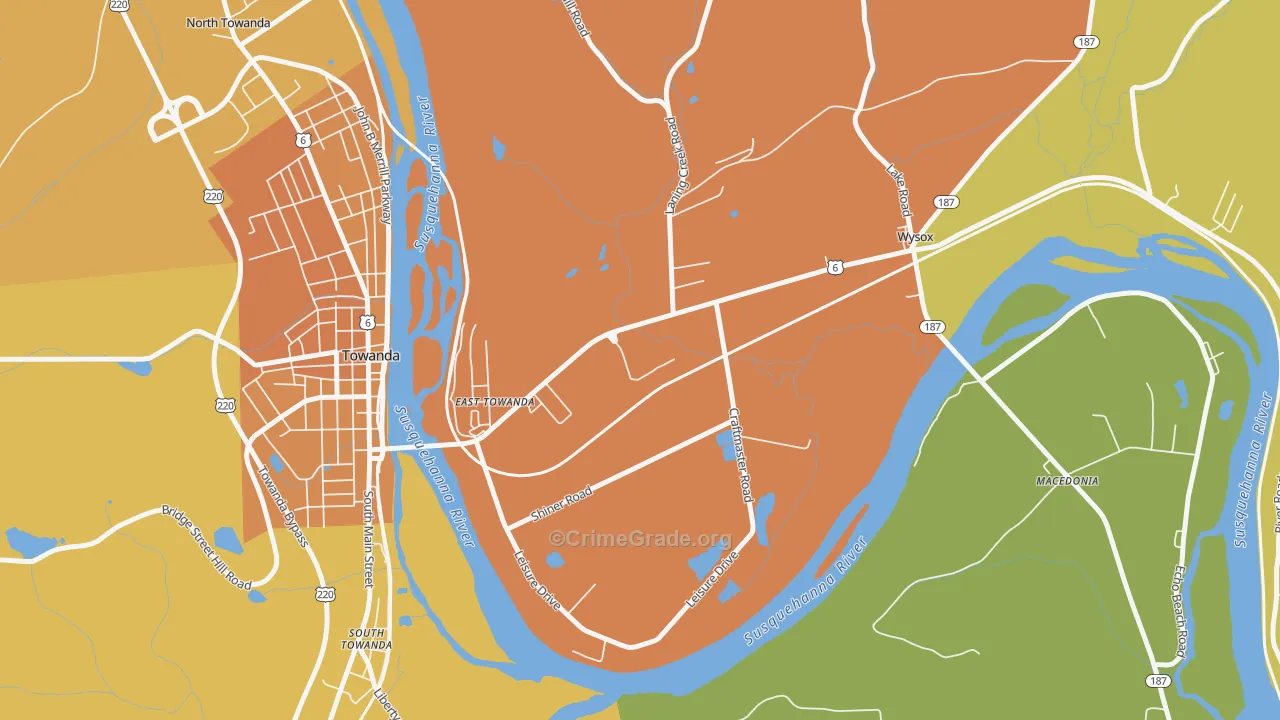 East Towanda, PA Map of Assault Rates