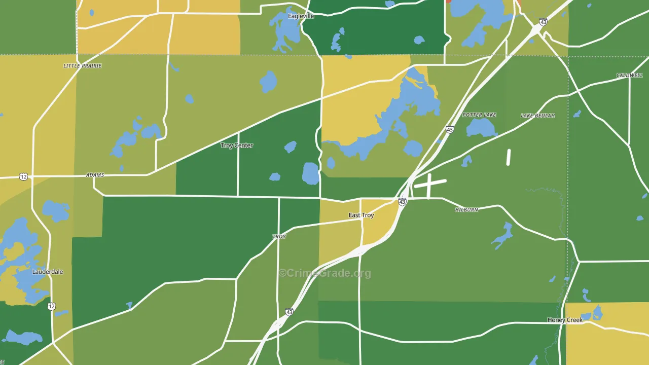 East Troy, WI Map of Assault Rates