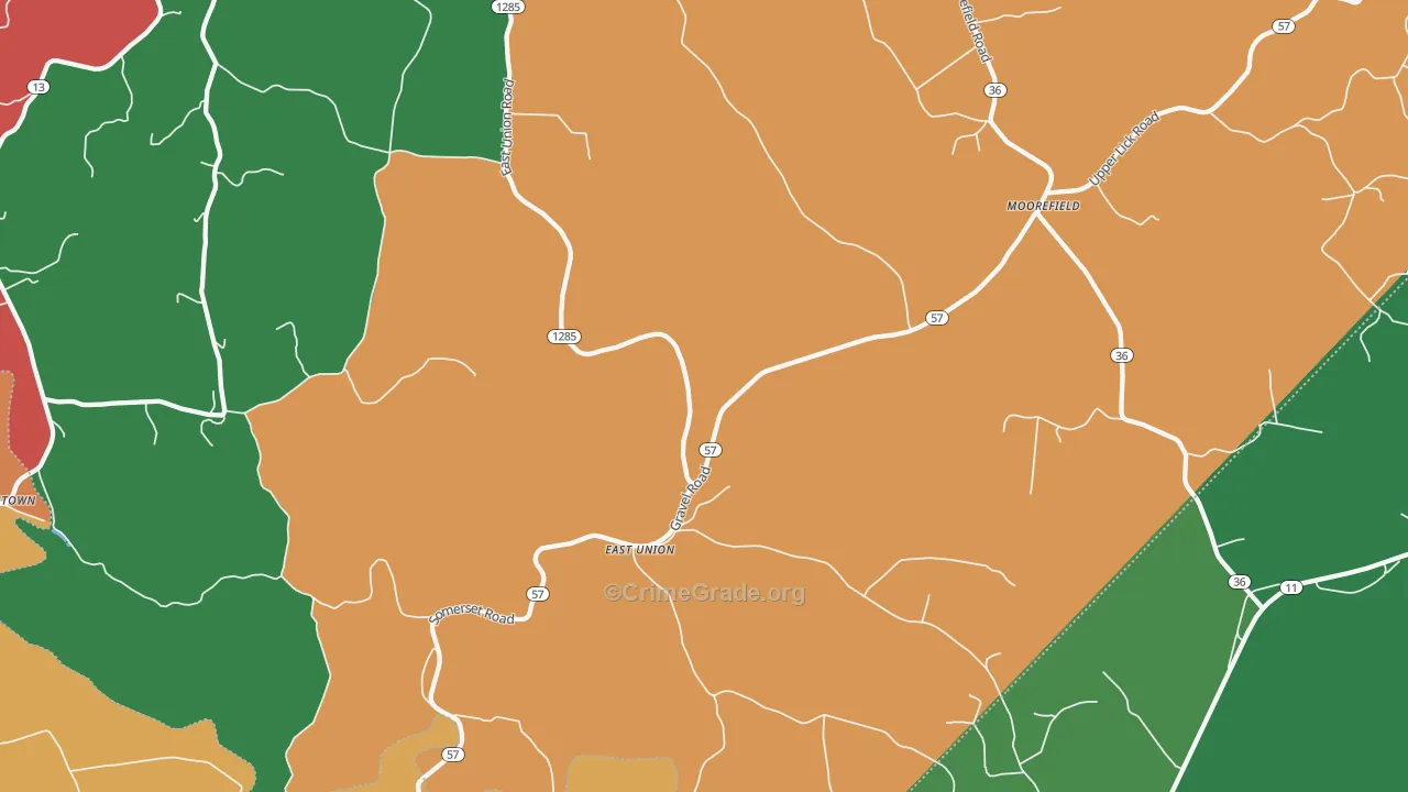 East Union, KY Map of Assault Rates