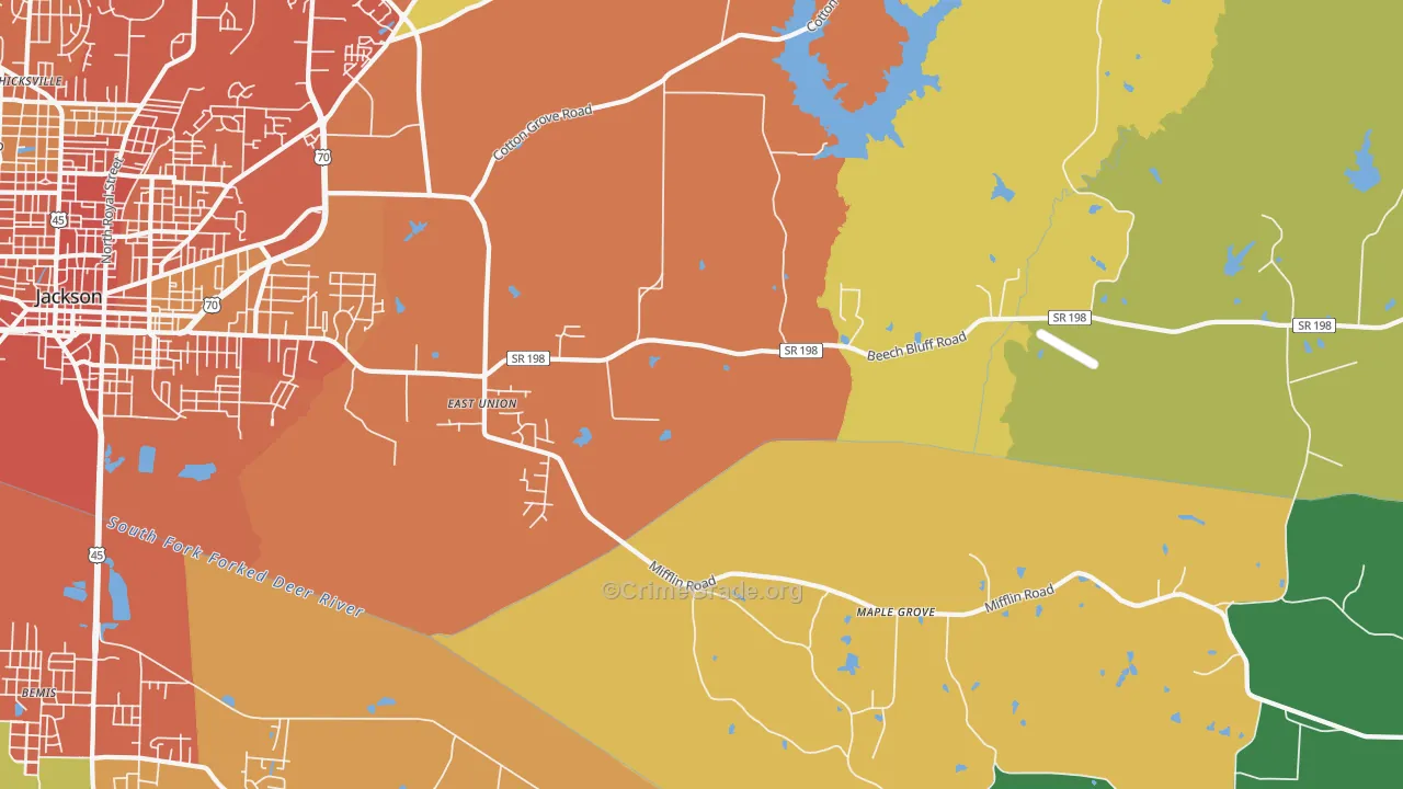 East Union, TN Map of Assault Rates