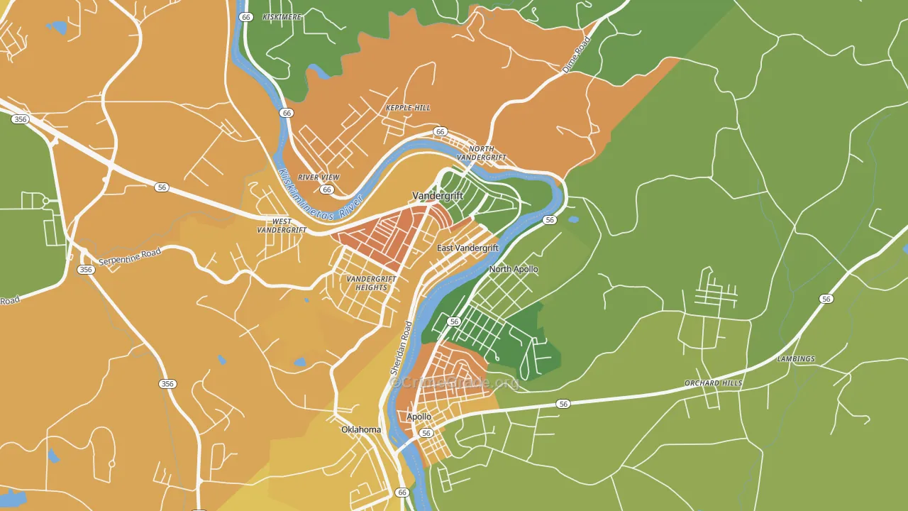 East Vandergrift, PA Map of Assault Rates