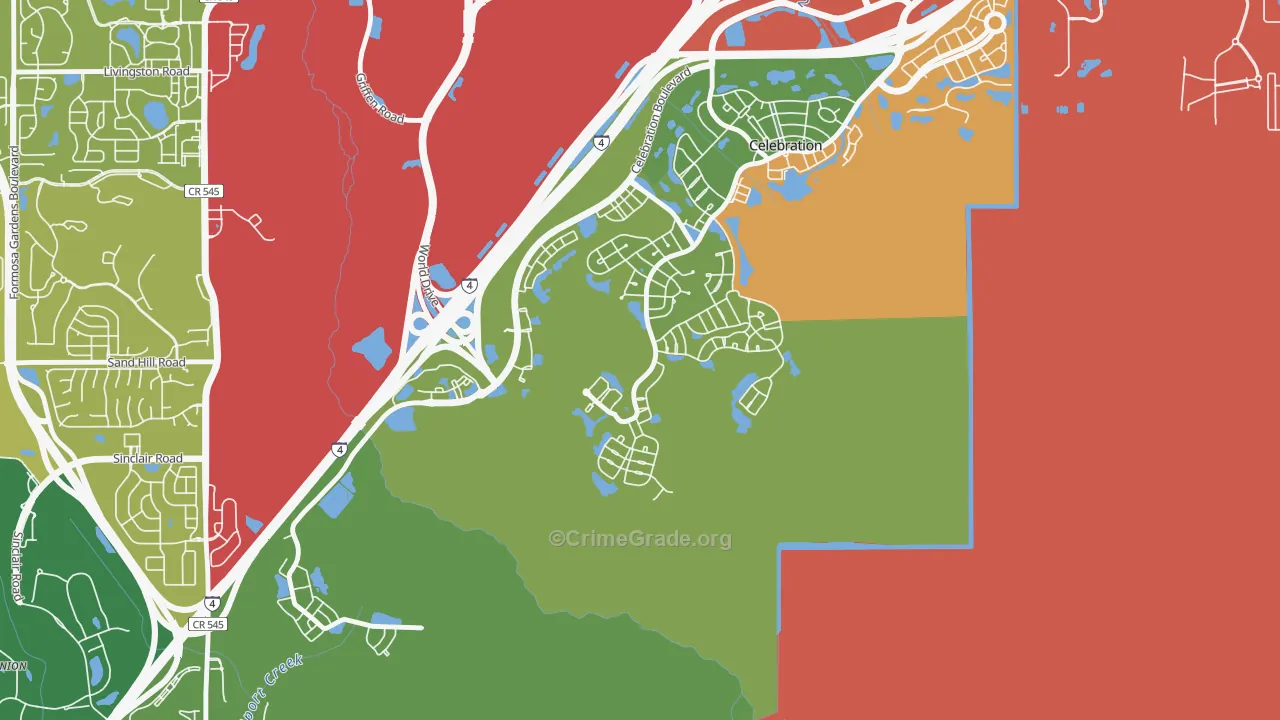 East Village, Celebration, FL Map of Assault Rates