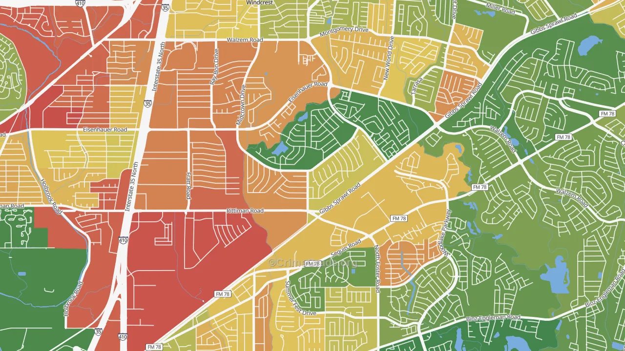 East Village, San Antonio, TX Map of Assault Rates