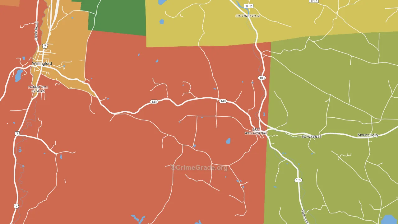 East Wallingford, VT Map of Assault Rates