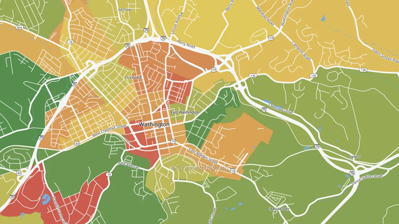 East Washington, PA Map of Assault Rates
