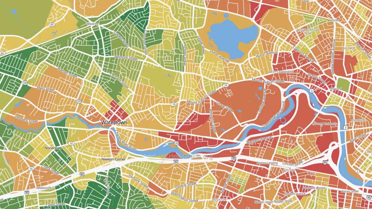 East Watertown, Watertown Town, MA Map of Assault Rates