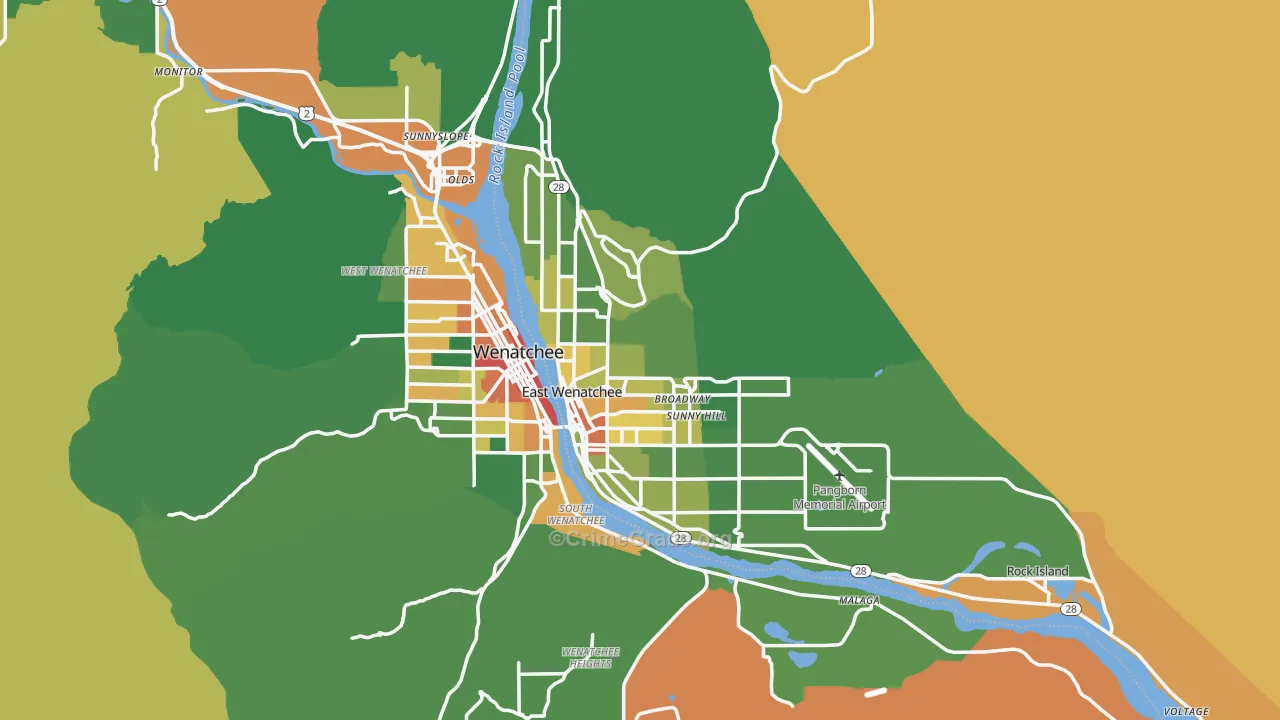 East Wenatchee, WA Map of Assault Rates