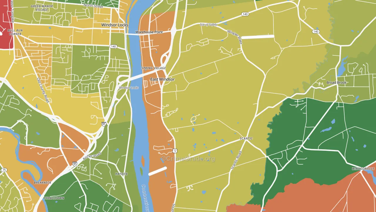 East Windsor, CT Map of Assault Rates