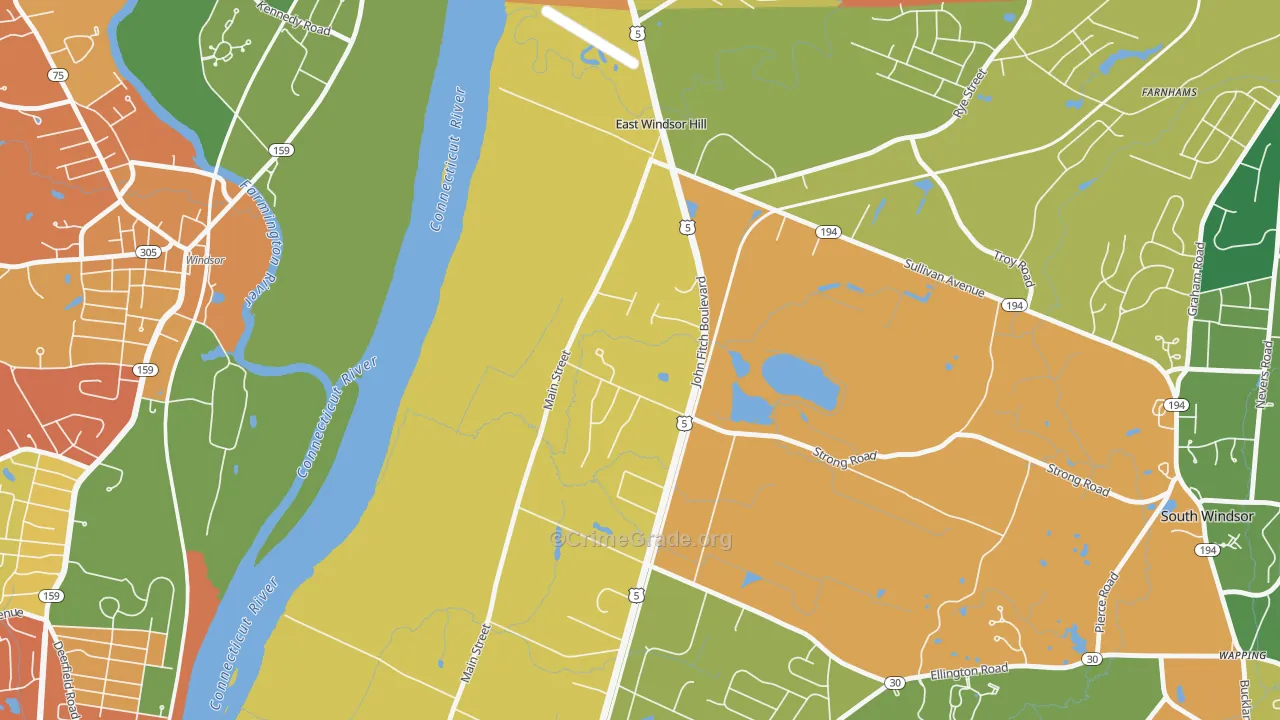 East Windsor Hill, CT Map of Assault Rates