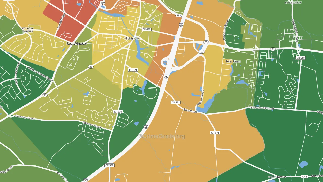 East Windsor, NJ Map of Assault Rates