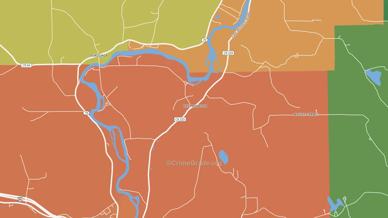 East Windsor, NY Map of Assault Rates